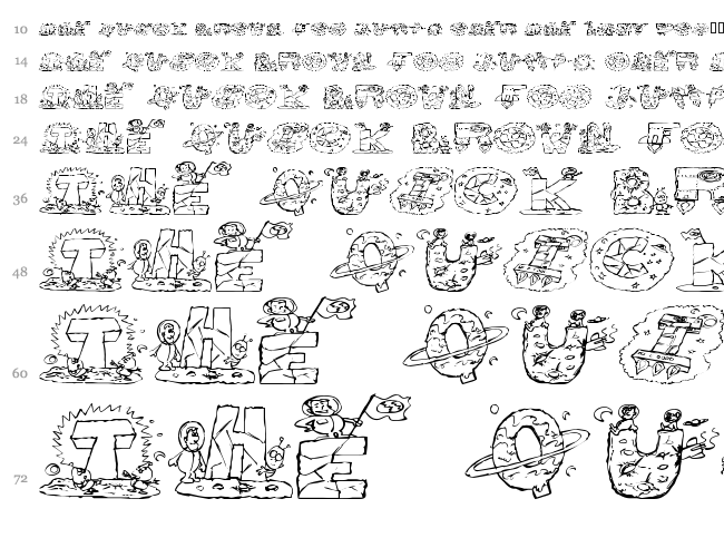 Space Attack font waterfall